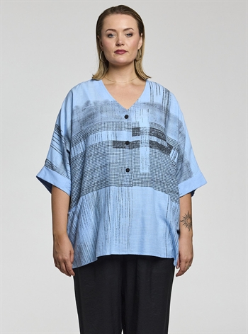 Gozzip Black - Elissa Oversize Bluse, Lyseblå/Sort